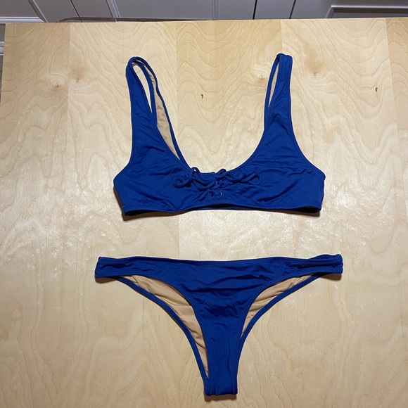 J. Crew Blue Playa Waikiki Lace-up Bikini - Picture 8 of 8